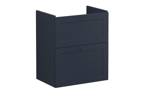 VitrA Root Classic 60cm 2 Drawer Slim Washbasin Unit - Matt Dark Blue